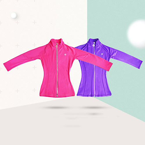 

Figure Skating Fleece Jacket Women's Girls' Ice Skating Jacket Top Purple Pink Sky Blue Glitter Stretchy Training Skating Wear Warm Solid Colored Crystal / Rhinestone Long Sleeve Ice Skating Winter