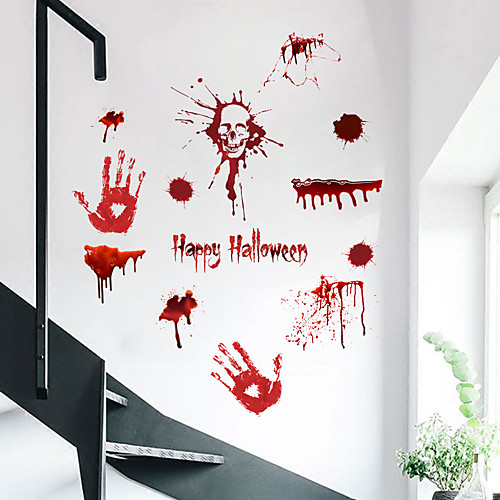 

3D Horror Blood Handprint Halloween Wall Stickers Decorative Wall Stickers, PVC Home Decoration Wall Decal Wall Decoration / Removable 4530CM