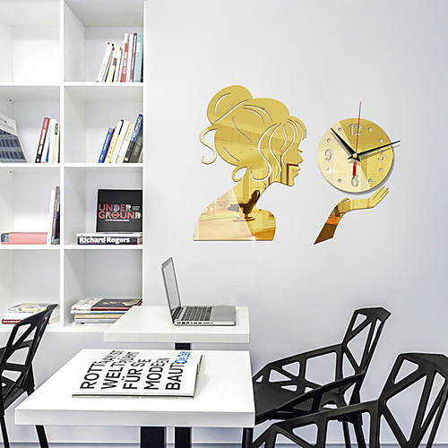 

Home Creative DIY Watch Clock Girl Mirror 3D Acrylic Clock Silent Wall Clock Bedroom Modern Fashion Wall Sticker 37cm30cm