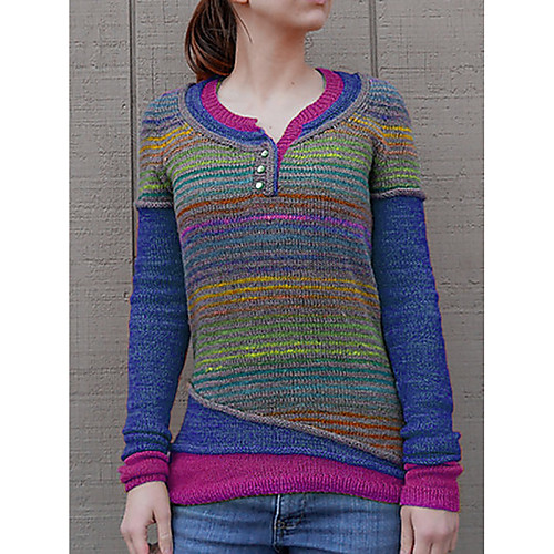 

Women's Basic Knitted Button Striped Pullover Long Sleeve Sweater Cardigans Crew Neck Round Neck Fall Blue Red Yellow