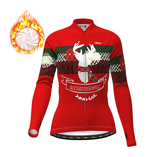 

21Grams Women's Long Sleeve Cycling Jersey Winter Fleece Red Blue Green Christmas Bike Top Mountain Bike MTB Road Bike Cycling Fleece Lining Breathable Warm Sports Clothing Apparel / Micro-elastic