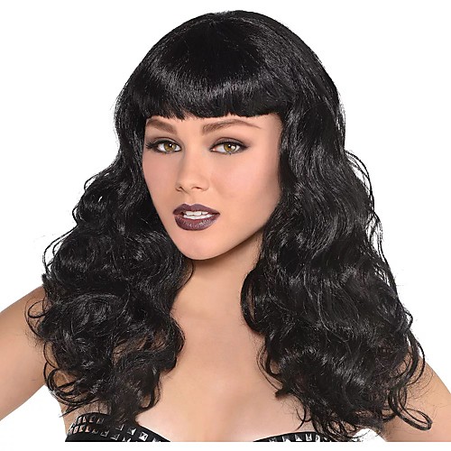 

Cosplay Wig Wavy Black Curly With Bangs Wig Long Black Synthetic Hair Women's Anime Cosplay Exquisite Black