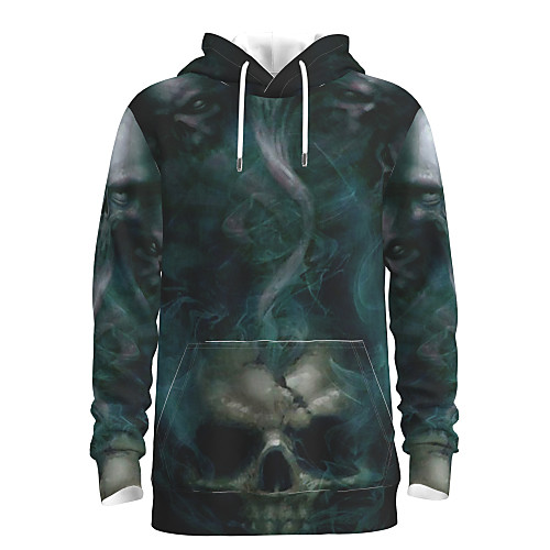 

Men's Pullover Hoodie Sweatshirt Graphic Skull Hooded Halloween Weekend 3D Print Casual Halloween Hoodies Sweatshirts Long Sleeve Black