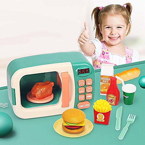 

electronic microwave oven set toy, developmental educational pretend play set, ideal kitchen appliances microwave oven toy sounds & lights gift for boys girls