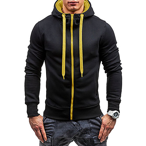 

Men's Zip Up Hoodie Sweatshirt Solid Colored Hooded Daily Going out non-printing Casual Hoodies Sweatshirts Long Sleeve Black Light gray Dark Gray