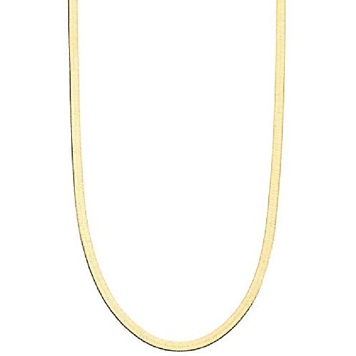 

18k gold over sterling silver italian solid 3.5mm flexible flat herringbone chain necklace for women men 16, 18, 20, 22, 24, 26, 30 inch made in italy (30)