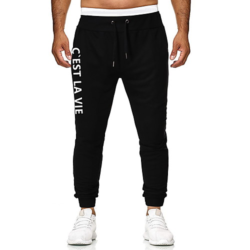 

Men's Jogger Pants Drawstring Cotton Letter Printed Sport Athleisure Pants Breathable Soft Comfortable Running Everyday Use Exercising General Use