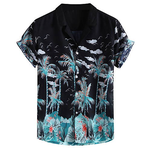 

Men's Shirt Other Prints Graphic Short Sleeve Daily Tops Basic Black