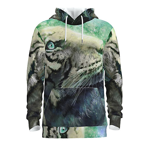 

Men's Pullover Hoodie Sweatshirt Graphic Animal Daily 3D Print Basic Hoodies Sweatshirts Light Green