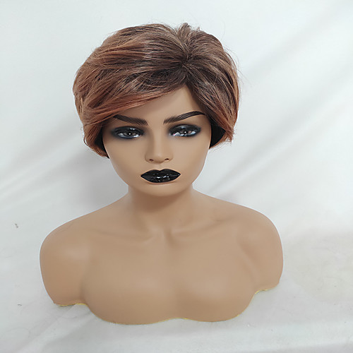 

Synthetic Wig Loose Curl Pixie Cut Wig Short Light Brown Synthetic Hair 10 inch Women's Fashionable Design Easy to Carry Cool Light Brown