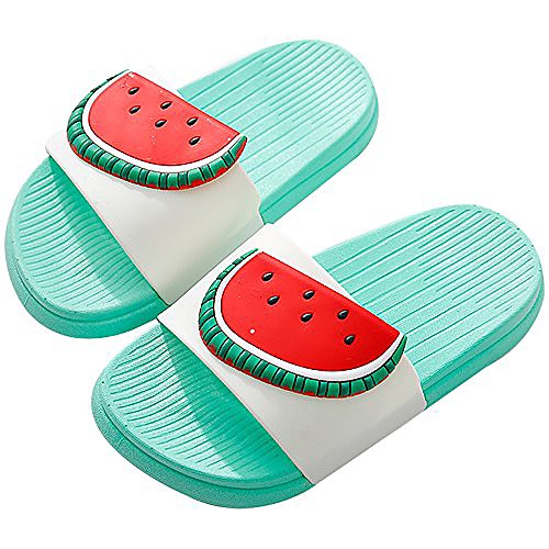 

boy girl beach slides slippers sandals women men summer indoor bathroom fruit slippers for family(6/6.5 us women,green-watermelon