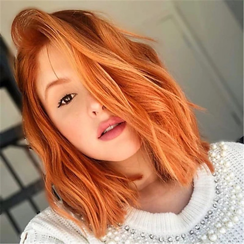

Synthetic Wig Curly Middle Part Wig Short Orange Synthetic Hair Women's Cosplay Party Exquisite Orange