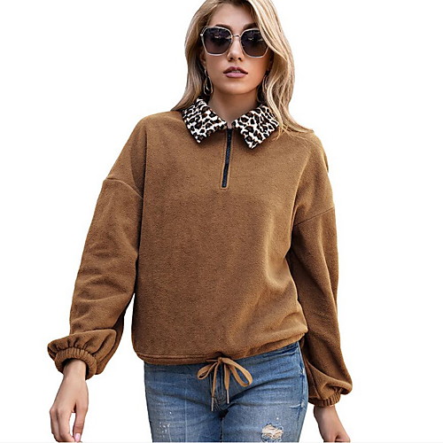 

Women's Pullover Sweatshirt Solid Colored Plain Quarter Zip Daily non-printing Casual Hoodies Sweatshirts Blue Army Green Camel