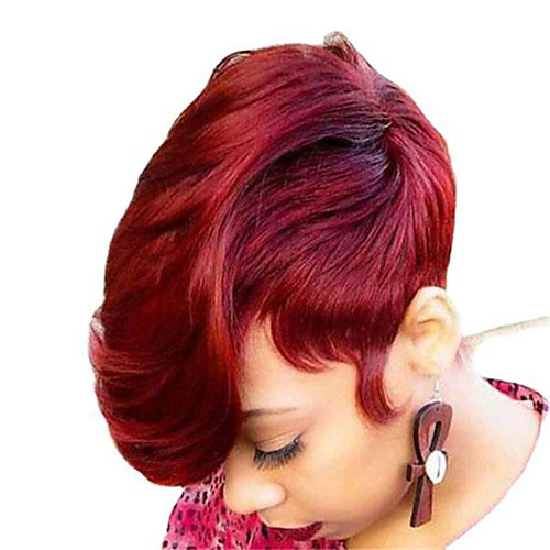 

Synthetic Wig Curly Bouncy Curl Asymmetrical Wig Short Wine Red Synthetic Hair Women's Fashionable Design Classic Burgundy