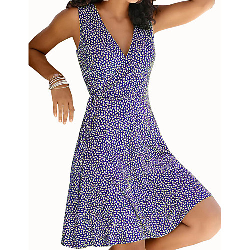 

Women's A Line Dress Knee Length Dress Black Blue Purple Yellow Wine Green Sleeveless Print Print Summer V Neck Hot Casual 2021 S M L XL XXL 3XL 4XL 5XL
