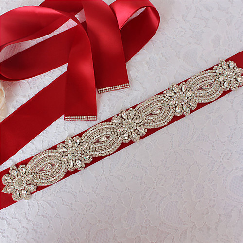 

Satin / Tulle Wedding / Party / Evening Sash With Belt / Appliques / Crystals / Rhinestones Women's Sashes