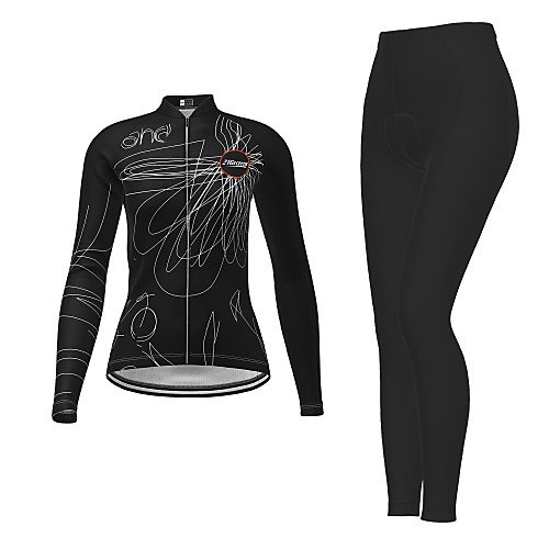 

21Grams Women's Long Sleeve Cycling Jersey with Tights Winter Black Novelty Bike Breathable Quick Dry Moisture Wicking Sports Novelty Mountain Bike MTB Road Bike Cycling Clothing Apparel / Athleisure