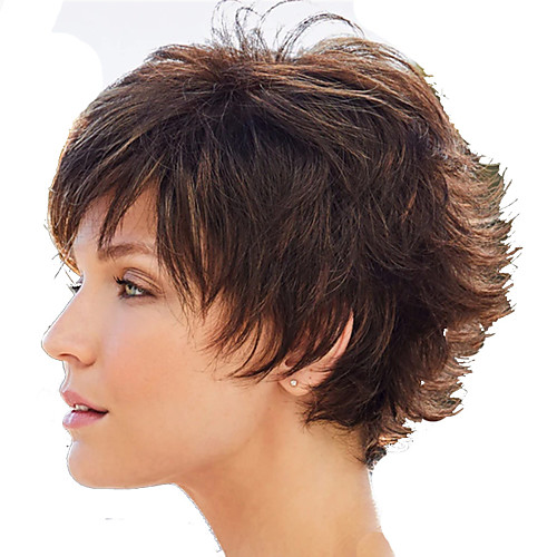 

Synthetic Wig Curly kinky Straight With Bangs Wig Short Dark Brown Synthetic Hair 6 inch Women's Fashionable Design Party Easy to Carry Dark Brown