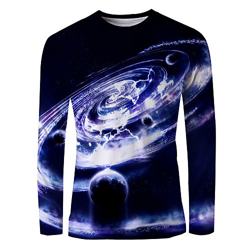 

Men's T shirt 3D Print Graphic Long Sleeve Daily Tops Basic Purple