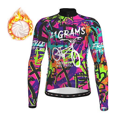 

21Grams Men's Long Sleeve Cycling Jersey Winter Fleece Purple Christmas Bike Top Mountain Bike MTB Road Bike Cycling Fleece Lining Breathable Warm Sports Clothing Apparel / Micro-elastic / Athleisure