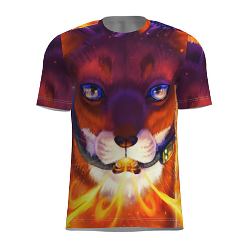 

Men's T shirt 3D Print Graphic Animal Short Sleeve Daily Tops Basic Yellow