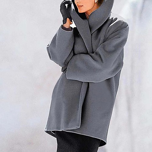 

Women's Solid Colored Basic Fall & Winter Coat Regular Daily Long Sleeve Faux Leather Coat Tops White