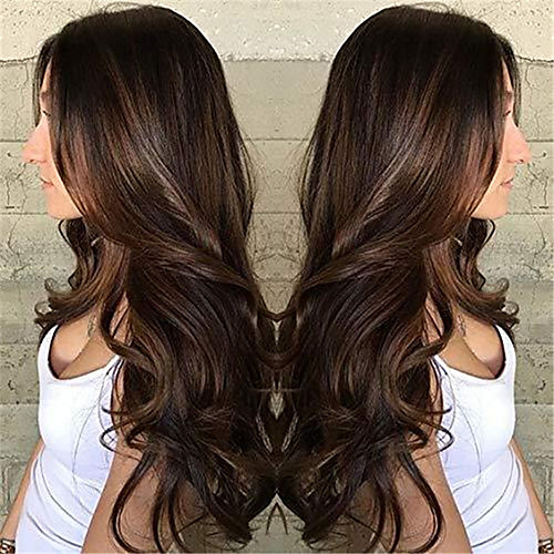 

Synthetic Wig Body Wave Asymmetrical Wig Very Long Dark Brown Synthetic Hair 26 inch Women's Fashionable Design Exquisite Romantic Dark Brown
