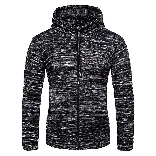 

Men's Basic Knitted Solid Color Sweater Long Sleeve Sweater Cardigans Hooded Fall Winter Black Army Green Khaki