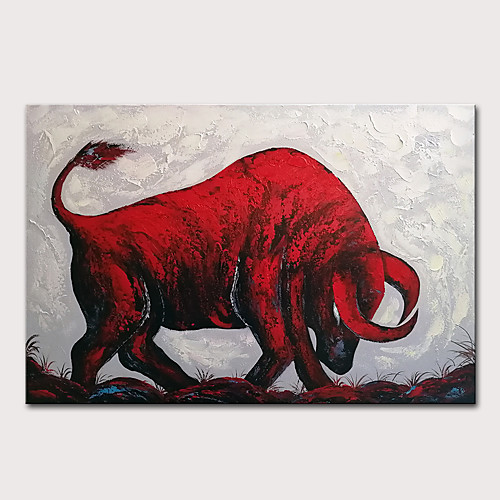

Oil Painting Hand Painted - Animals Pop Art Modern Rolled Canvas (No Frame)