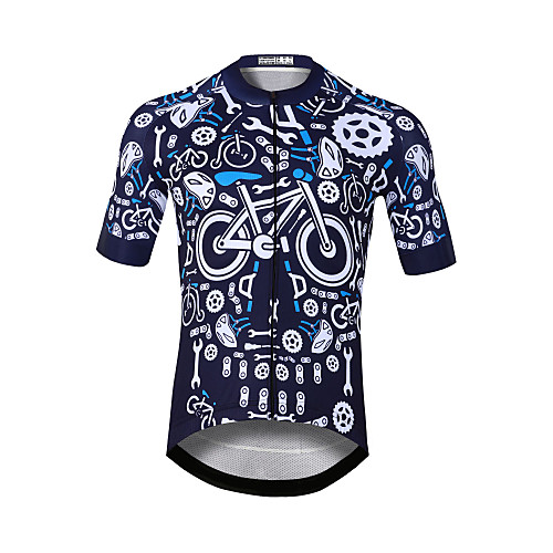 

CAWANFLY Men's Short Sleeve Cycling Jersey Blue / Black Bike Jersey Top Mountain Bike MTB Road Bike Cycling Quick Dry Sports Clothing Apparel / Stretchy