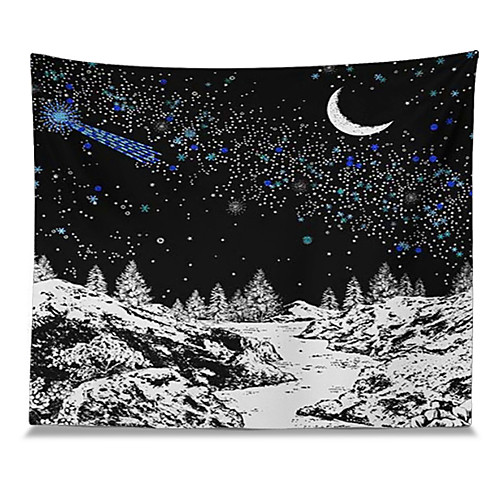 

Wall Tapestry Art Decor Blanket Curtain Picnic Tablecloth Hanging Home Bedroom Living Room Dorm Decoration Polyester Moon Stars Snow Views