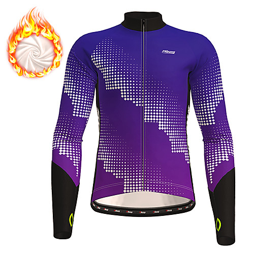 

21Grams Men's Long Sleeve Cycling Jersey Winter Fleece Purple Blue Gradient Bike Jersey Top Mountain Bike MTB Road Bike Cycling Thermal Warm Fleece Lining Breathable Sports Clothing Apparel