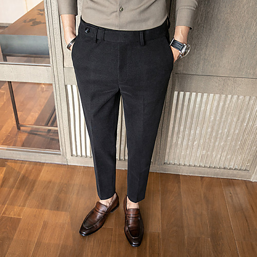 

Black / Gray Solid Colored Standard Fit Spandex / Polyester Suit - Notch No Buttons