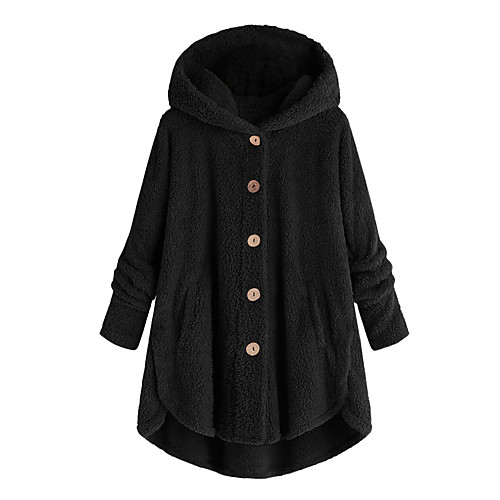 

Women's Solid Colored Basic Spring & Fall Coat Long Daily Long Sleeve Polyster Coat Tops Black