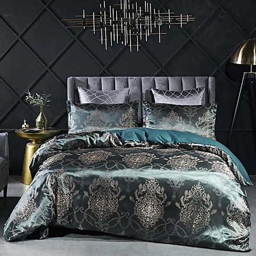 

Duvet Cover Sets Luxury Silk / Cotton Jacquard 2/3 Piece Bedding Set With Pillowcase Single Double Queen King Size Quilt Covers Bedclothes