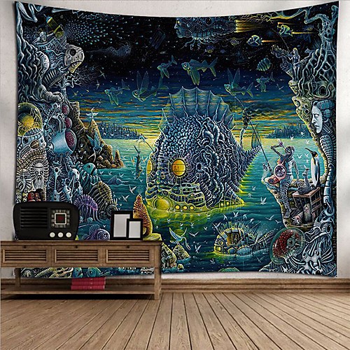 

Wall Tapestry Art Decor Blanket Curtain Picnic Tablecloth Hanging Home Bedroom Living Room Dorm Decoration Polyester Robot Fish Robot Future