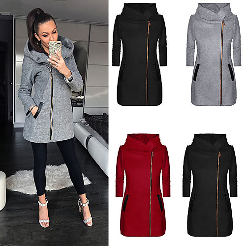 

Women's Hoodie Sweatshirt Coat Zipper Hoodie Cotton Solid Color Sport Athleisure Pullover Long Sleeve Warm Soft Comfortable Everyday Use Exercising General Use