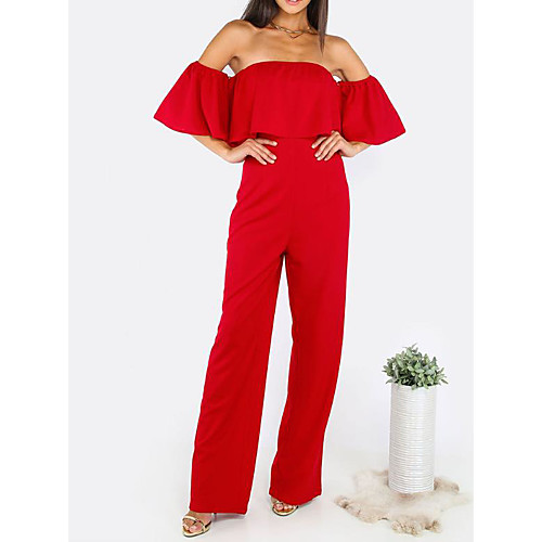 

Women's Basic Black Blue Red Jumpsuit Solid Colored