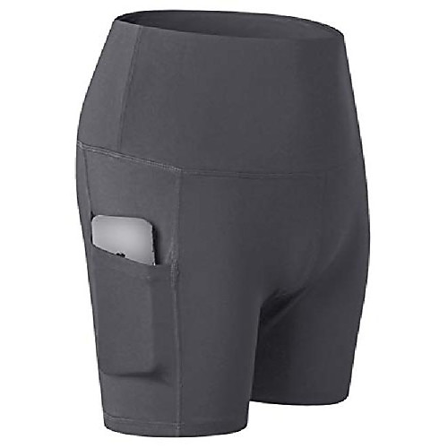 

women's 3 high waist workout yoga running compression exercise shorts side pockets 2049-grey-s