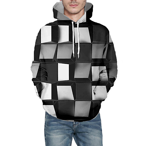 

Men's Pullover Hoodie Sweatshirt Graphic Abstract Daily 3D Print Basic Hoodies Sweatshirts Black