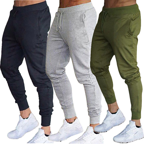 

Men's Joggers Jogger Pants Track Pants Sweatpants Side Pockets Elastic Waistband Thermal / Warm Windproof Breathable Black Army Green Burgundy Cotton Fitness Gym Workout Running Sports Activewear