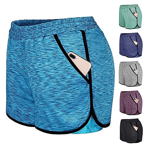 

Women's Running Shorts Athletic Bottoms 2 in 1 with Phone Pocket Liner Yoga Fitness Gym Workout Running Exercise Breathable Moisture Wicking Soft Sport Solid Colored Violet White gray Black Purple