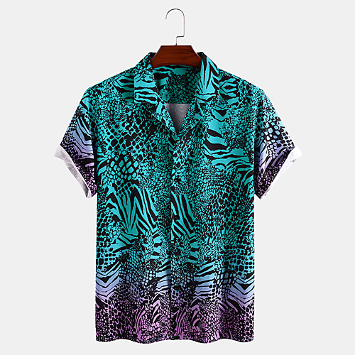 

Men's T shirt Other Prints Leopard Short Sleeve Daily Tops Green