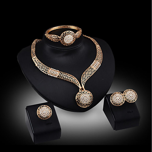 

Women's White Synthetic Diamond Bridal Jewelry Sets Simple Basic Elegant Earrings Jewelry Gold For Wedding Engagement 1 set