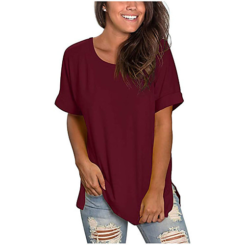 

summer tops for women v neck short sleeve t shirts blouses red 2xl