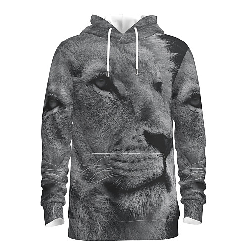 

Men's Pullover Hoodie Sweatshirt Graphic Animal Daily 3D Print Basic Hoodies Sweatshirts Gray