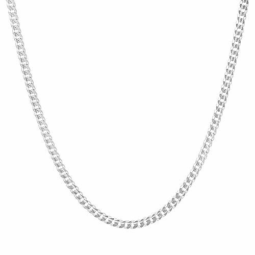 

authentic solid sterling silver cuban curb link .925 itprolux necklace chains 2mm - 10.5mm diamond-cut, 16 - 30, silver chain for men & women, made in italy, (2mm diamond-cut,26)