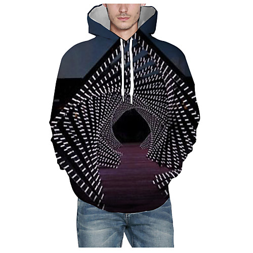 

Men's Pullover Hoodie Sweatshirt Print 3D Graphic Hooded Daily Basic Hoodies Sweatshirts Long Sleeve Black