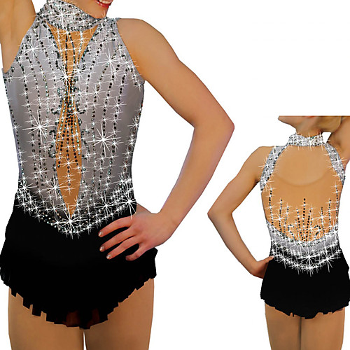 

Figure Skating Dress Women's Girls' Ice Skating Dress Grey Spandex High Elasticity Training Competition Skating Wear Crystal / Rhinestone Sleeveless Ice Skating Winter Sports Figure Skating / Kids