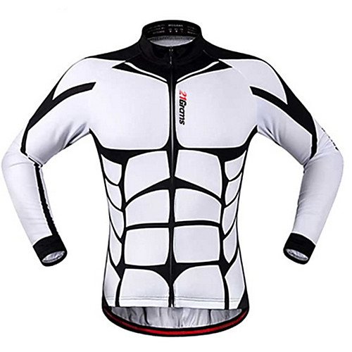 

21Grams Men's Long Sleeve Cycling Jersey Winter White Bike Jersey Top Mountain Bike MTB Road Bike Cycling UV Resistant Breathable Quick Dry Sports Clothing Apparel / Stretchy / Athleisure